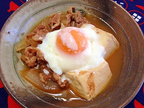 コチュジャン入り☆肉豆腐（温泉卵のせ）